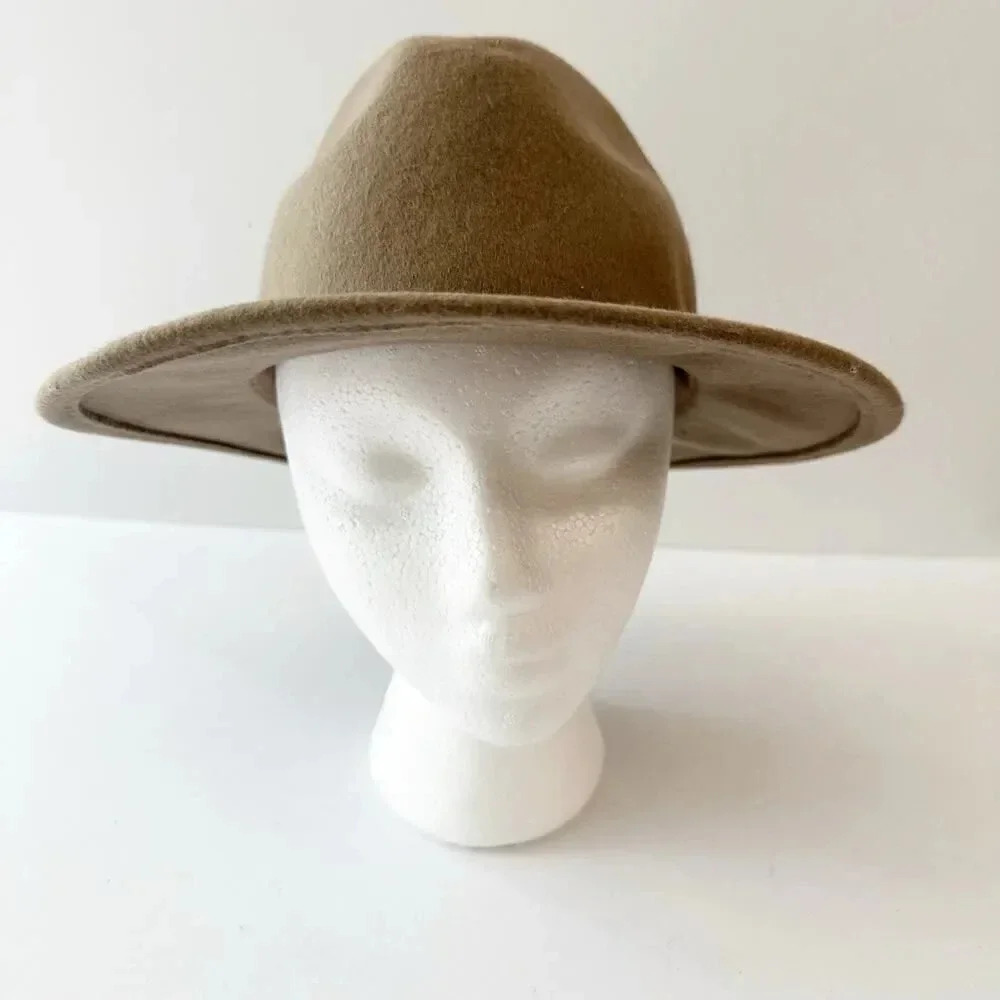 D&Y 100% Wool Felt Hat Taupe Knot Detail 2.5"‎ Brim